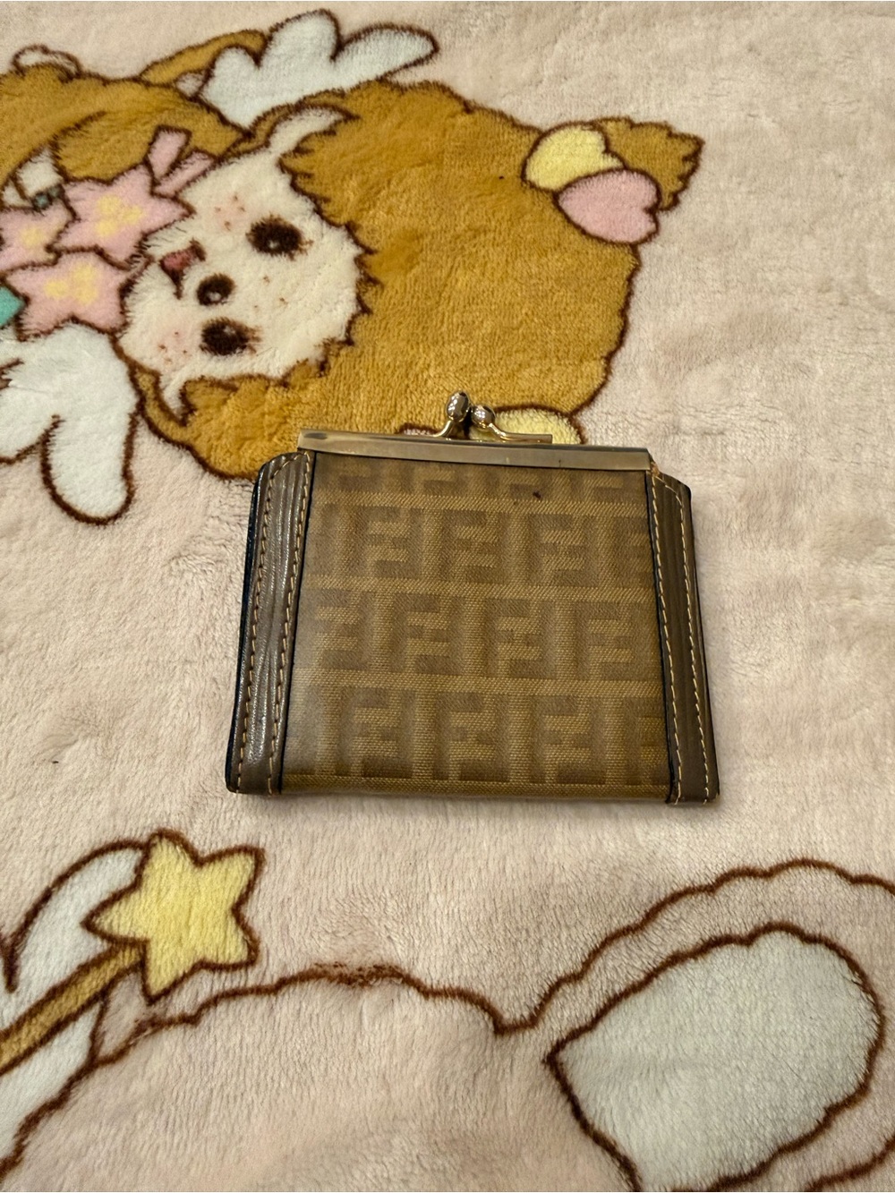 Fendi Brown Zucca Monogram Kiss-Lock Wallet
